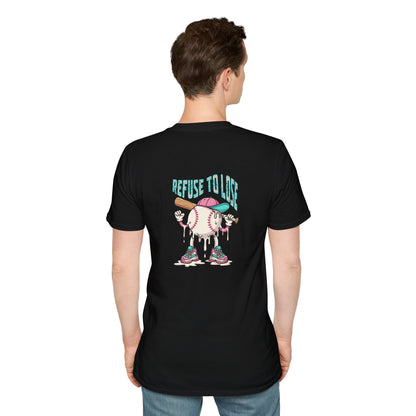 Refuse to Lose Baseball Graphic T-Shirt — Retro Melting Ball Design