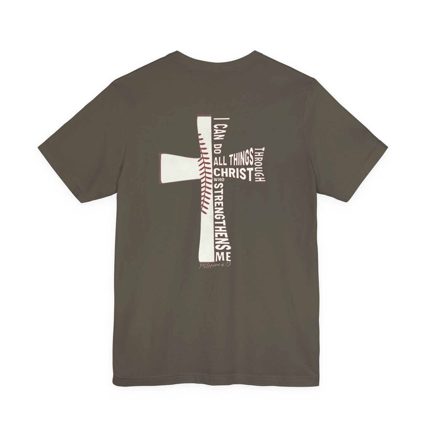 Philippians 4:13 Baseball Cross Unisex T-Shirt — "I Can Do All Things Through Christ"
