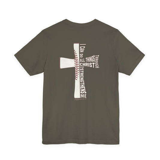 Philippians 4:13 Baseball Cross Unisex T-Shirt — "I Can Do All Things Through Christ"