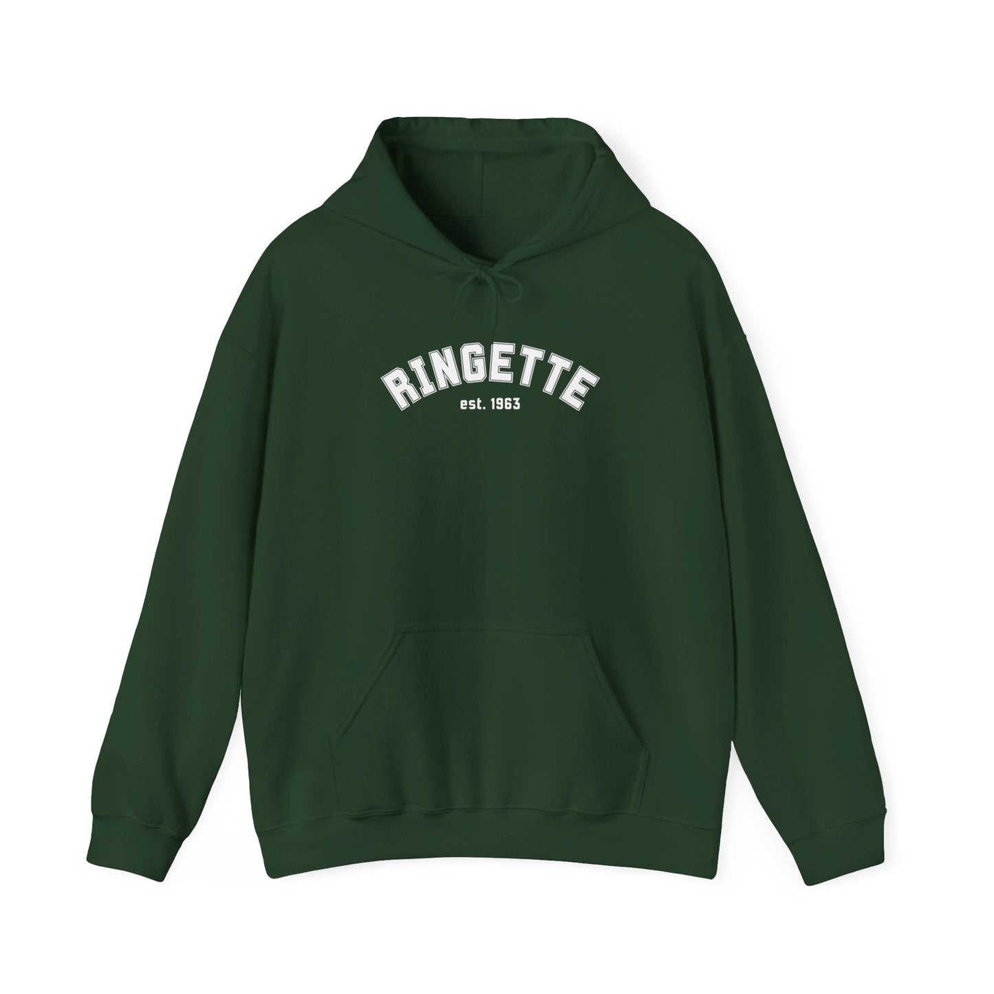 Ringette est 1963 - Varsity Arch Logo Adult Hoodie