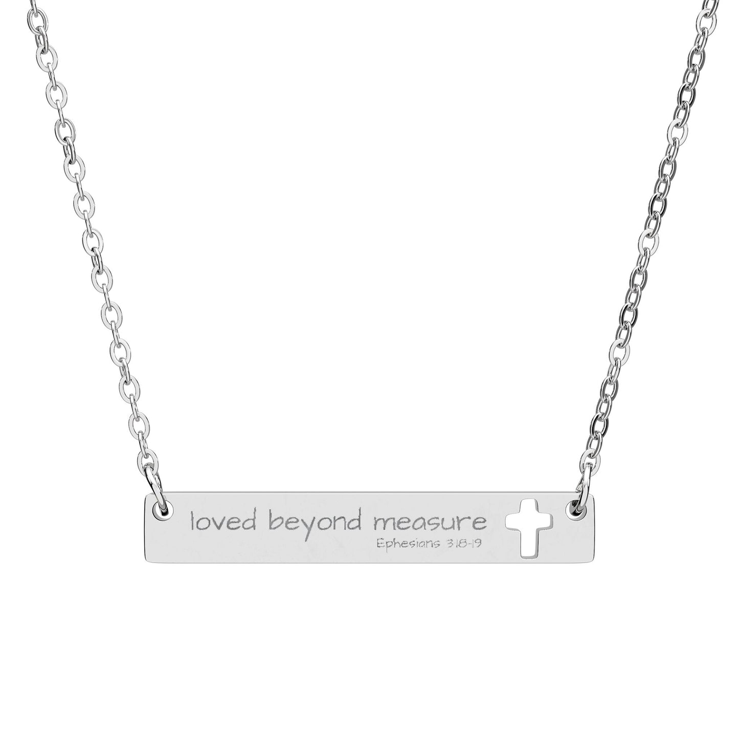 Loved Beyond Measure - Cutout Engraved Cross Bar Necklace