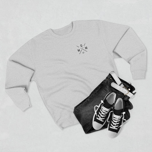 MOM Logo Ringette Crewneck Sweatshirt | Minimalist Crossed Ringette Sticks and Ring Design
