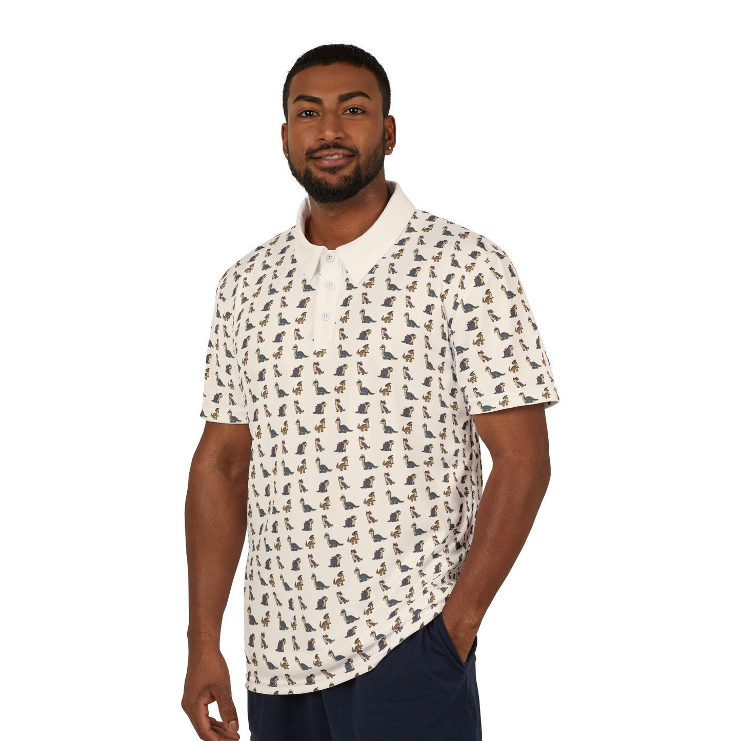 Dinosaur Cartoon Pattern Golf Polo Shirt