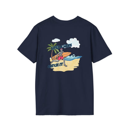 Skeleton Surfer, "Life's a Wave Catch It" Unisex T-Shirt