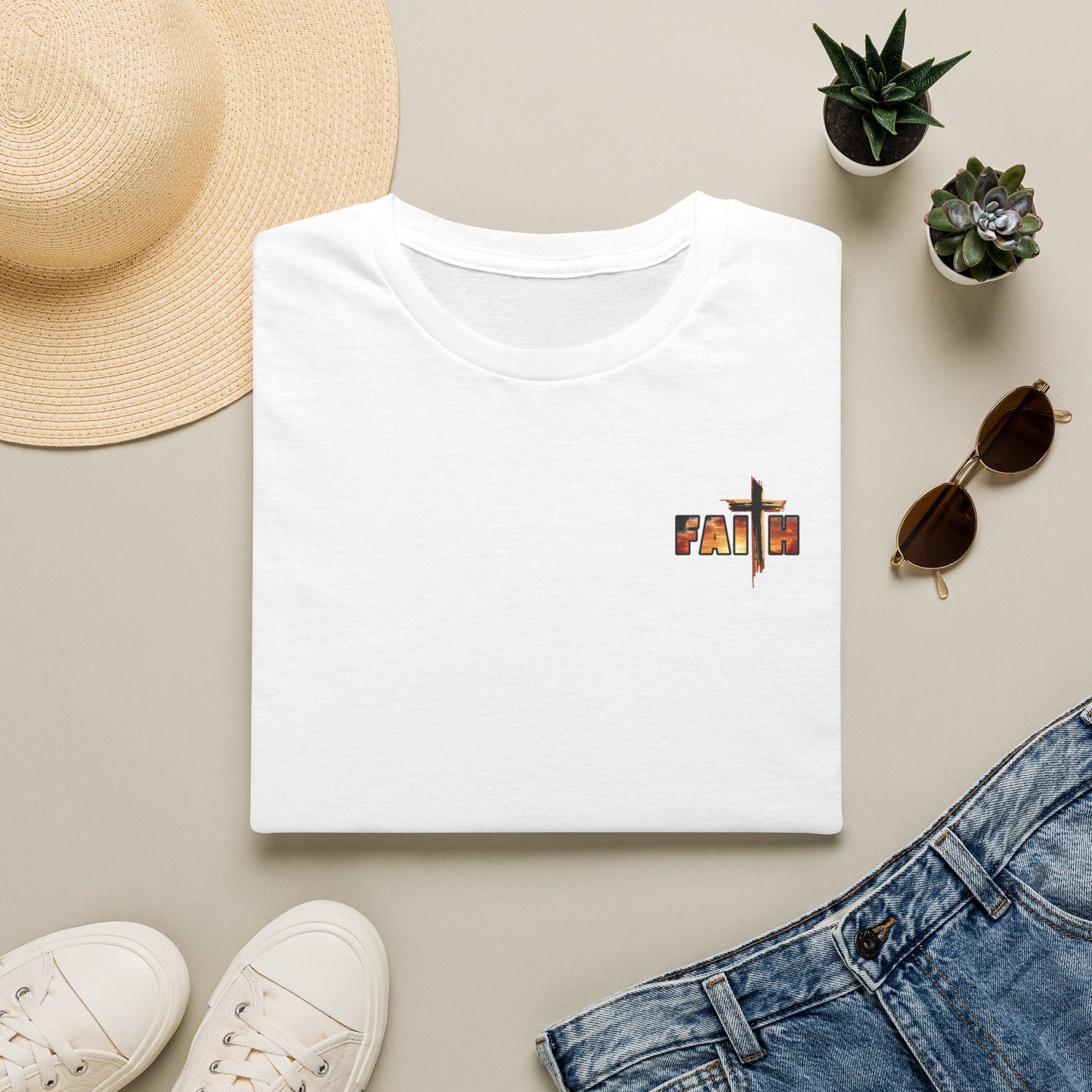 FAITH Sunrise Printed Cross T‑Shirt - Unisex