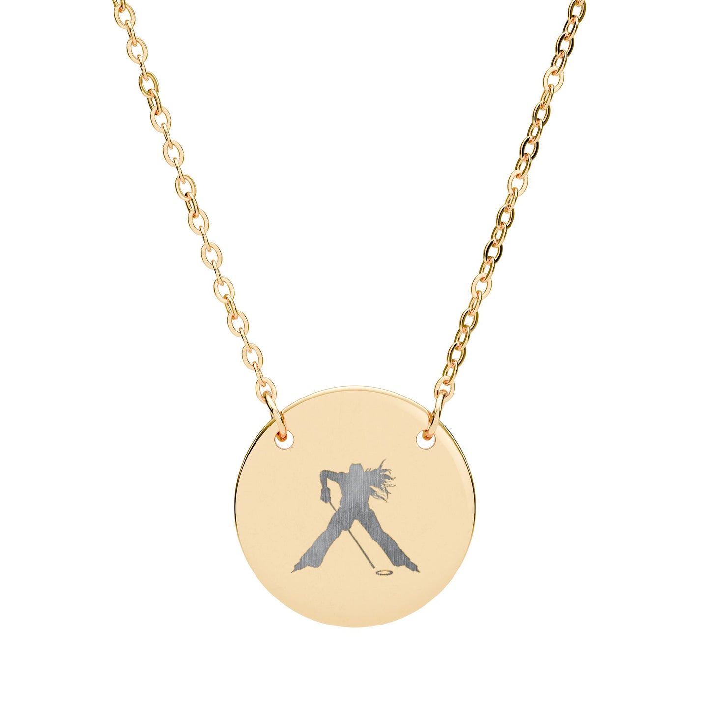 Ringette Player Silhouette - Circle Necklace