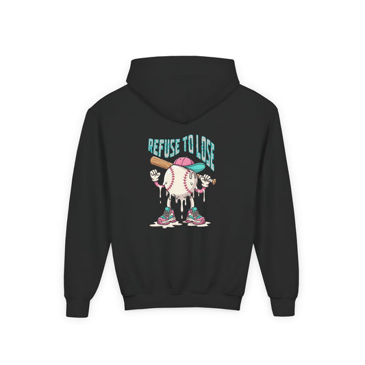 Youth Hoodie – “Refuse to Lose” Melting Baseball Graphic Hoodie