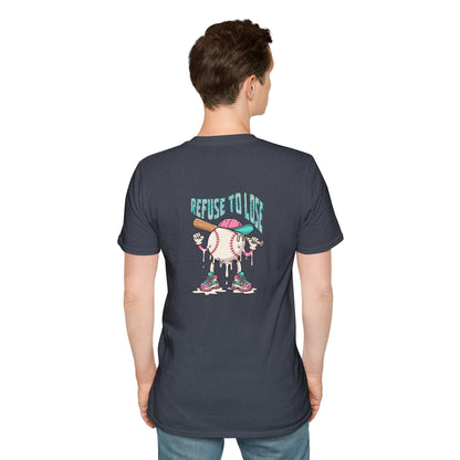 Refuse to Lose Baseball Graphic T-Shirt — Retro Melting Ball Design