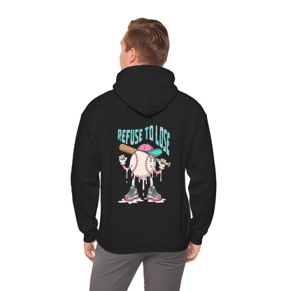 Adult Hoodie — “Refuse to Lose” Melting Baseball Graphic Hoodie