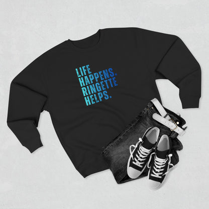 Life Happens. Ringette Helps. | Crewneck Ringette Sweatshirt