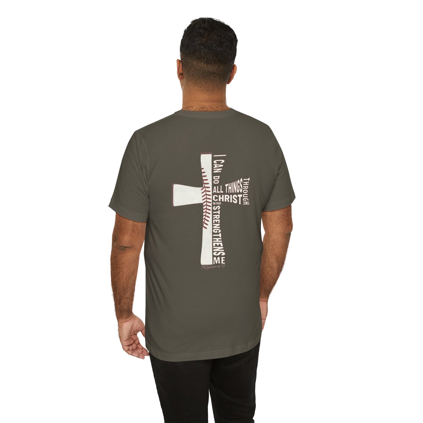 Philippians 4:13 Baseball Cross Unisex T-Shirt — "I Can Do All Things Through Christ"