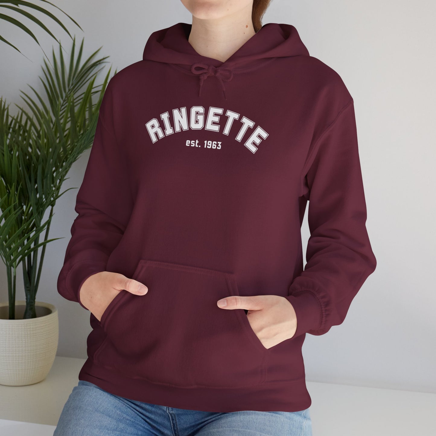 Ringette est 1963 - Varsity Arch Logo Adult Hoodie