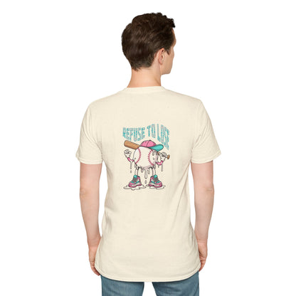 Refuse to Lose Baseball Graphic T-Shirt — Retro Melting Ball Design