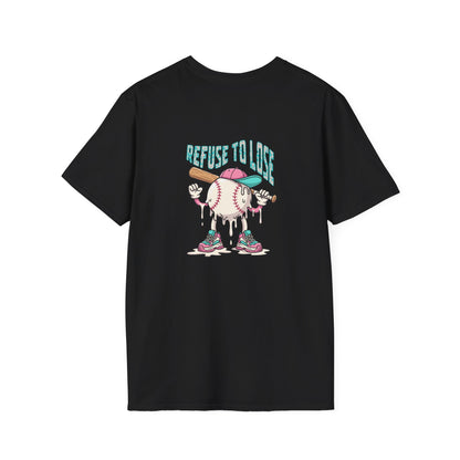 Refuse to Lose Baseball Graphic T-Shirt — Retro Melting Ball Design