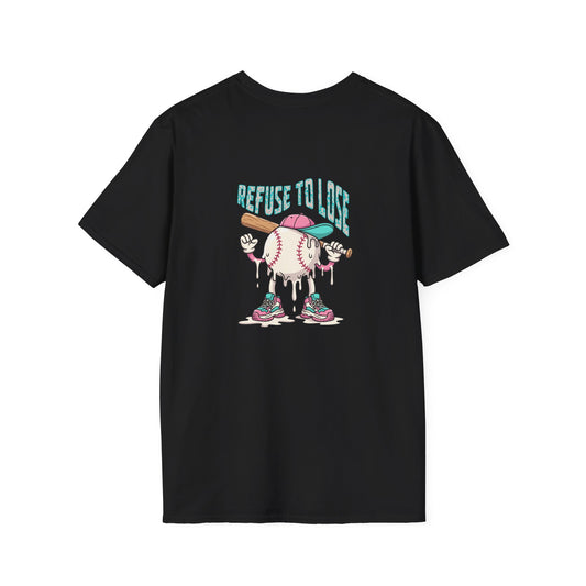 Refuse to Lose Baseball Graphic T-Shirt — Retro Melting Ball Design