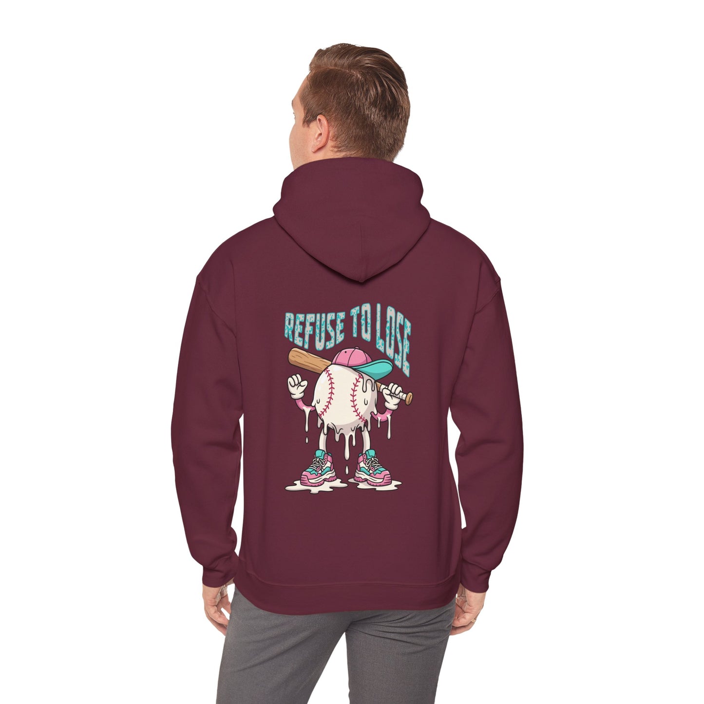 Adult Hoodie — “Refuse to Lose” Melting Baseball Graphic Hoodie