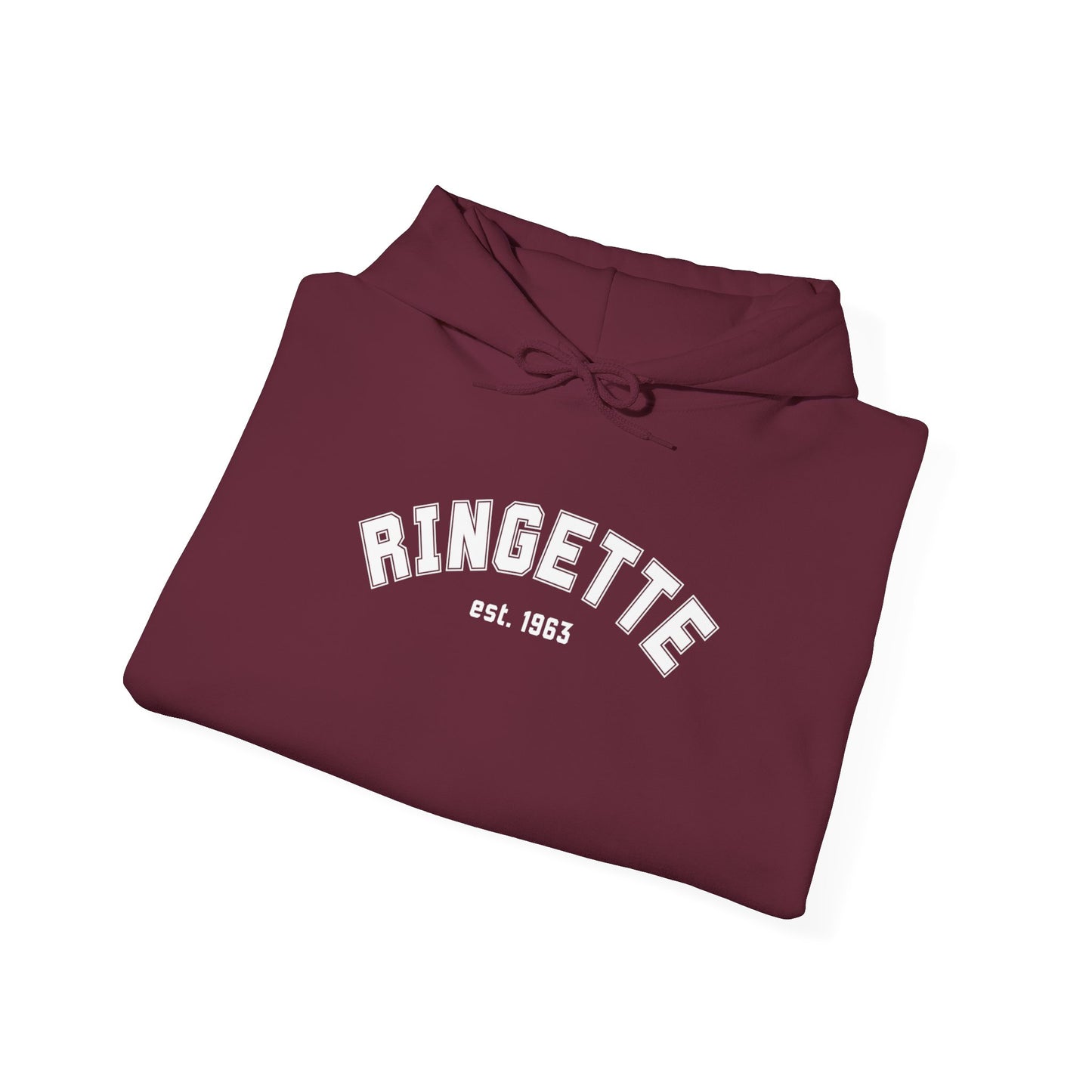 Ringette est 1963 - Varsity Arch Logo Adult Hoodie