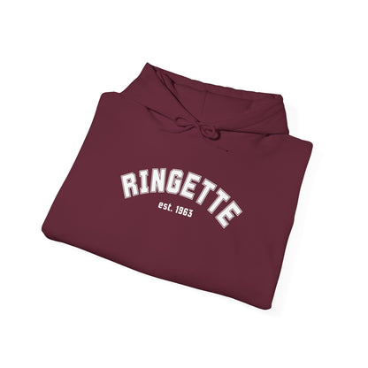 Ringette est 1963 - Varsity Arch Logo Adult Hoodie