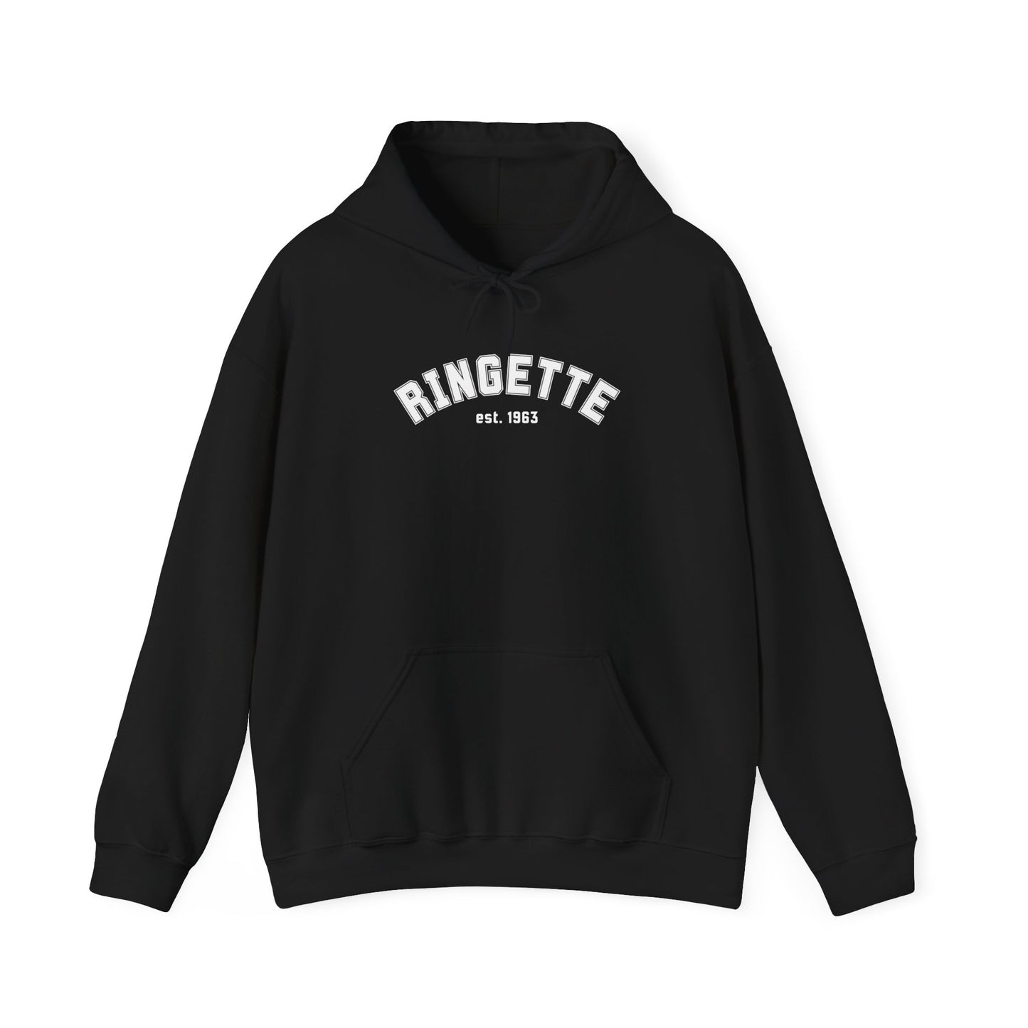 Ringette est 1963 - Varsity Arch Logo Adult Hoodie