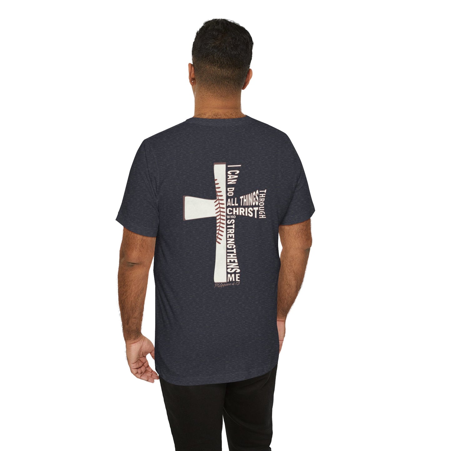 Philippians 4:13 Baseball Cross Unisex T-Shirt — "I Can Do All Things Through Christ"