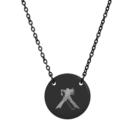 Ringette Player Silhouette - Circle Necklace