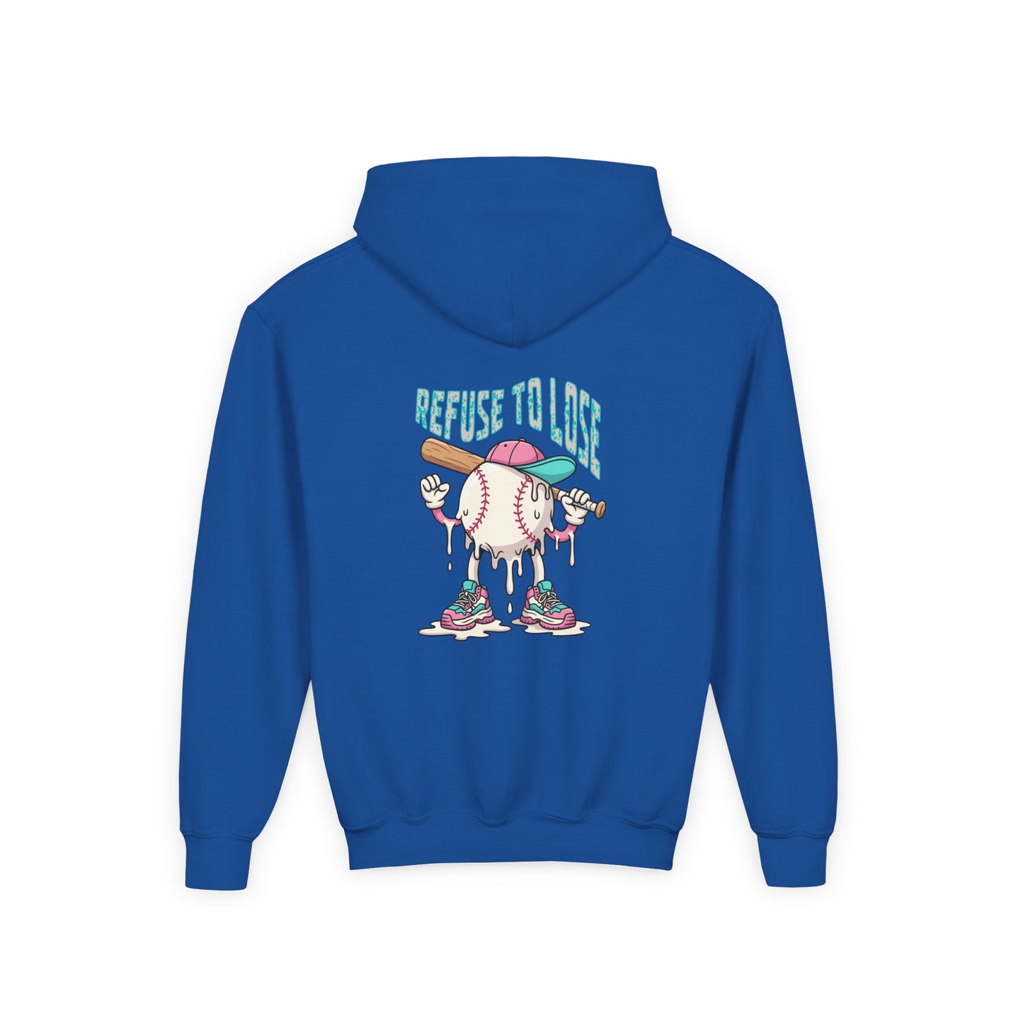Youth Hoodie – “Refuse to Lose” Melting Baseball Graphic Hoodie