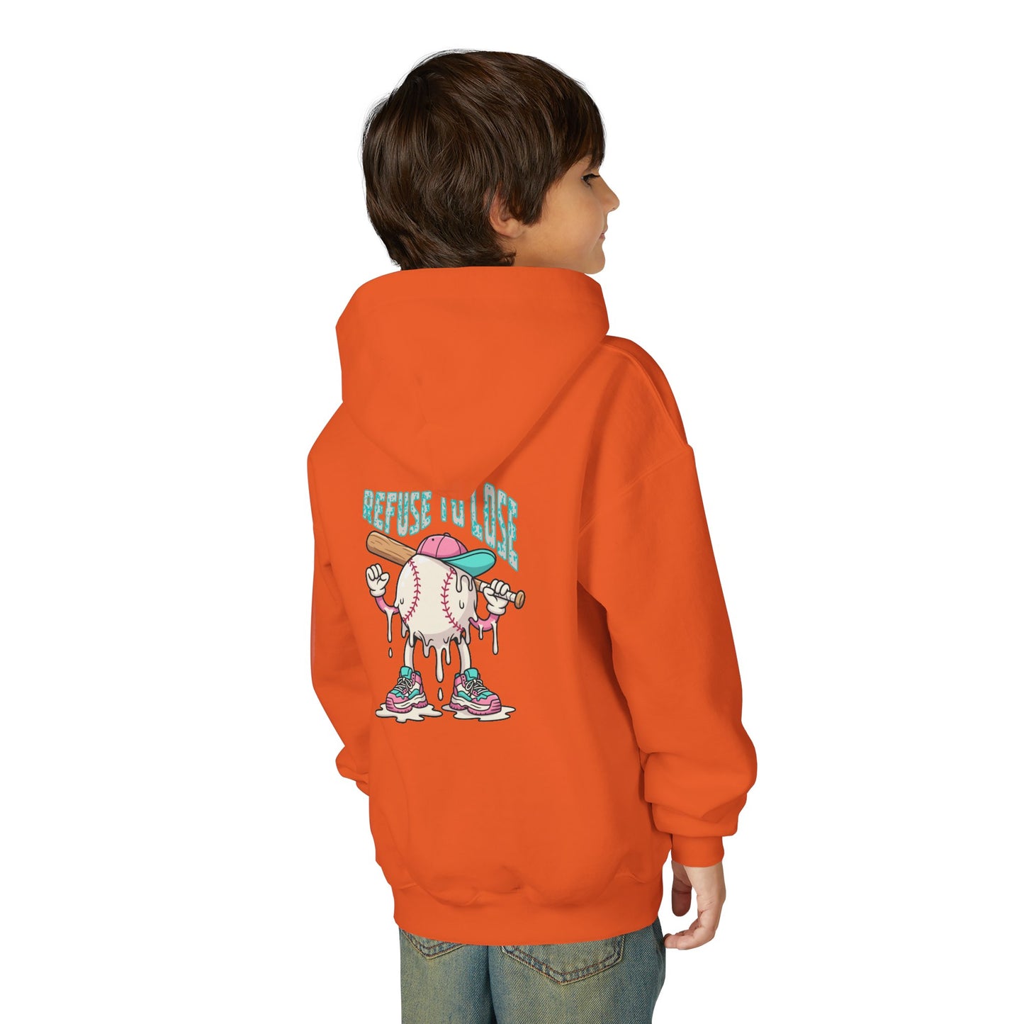 Youth Hoodie – “Refuse to Lose” Melting Baseball Graphic Hoodie