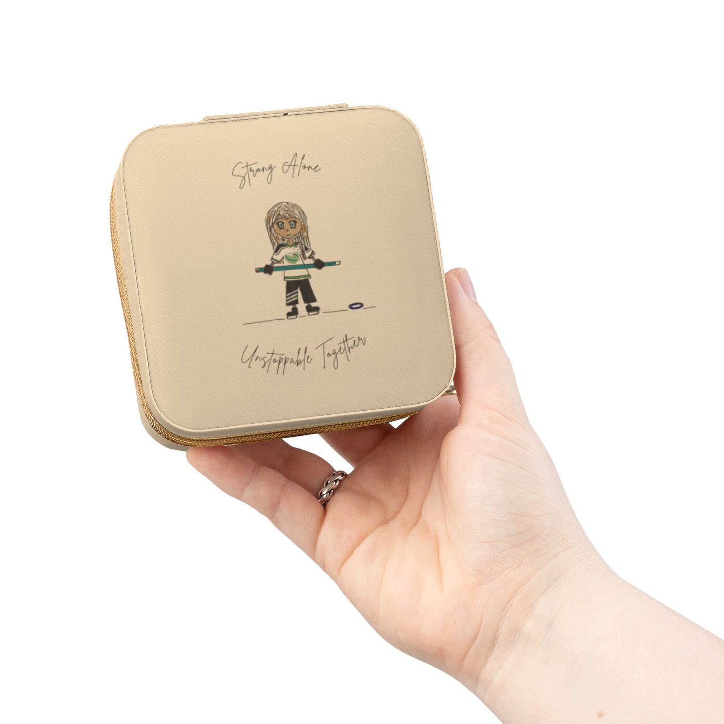 Ringette Girl - "Strong Alone Unstoppable Together" | Jewelry Travel Case