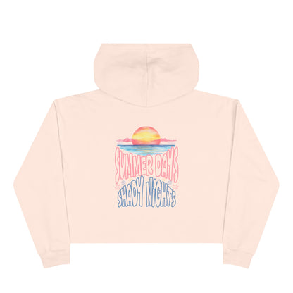 Crop Hoodie — "Summer Days, Shady Nights" Sunset