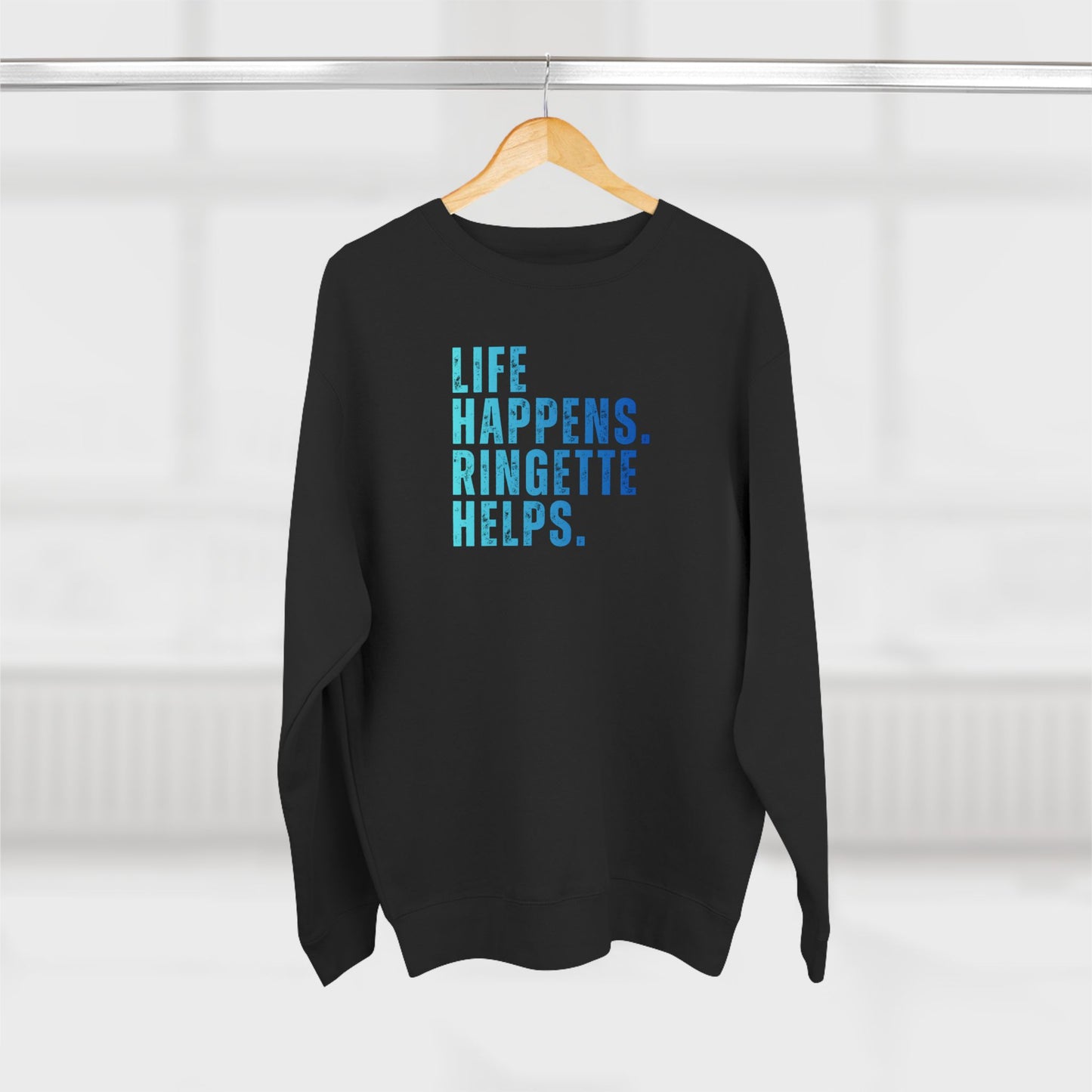Life Happens. Ringette Helps. | Crewneck Ringette Sweatshirt