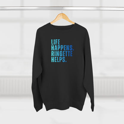 Life Happens. Ringette Helps. | Crewneck Ringette Sweatshirt