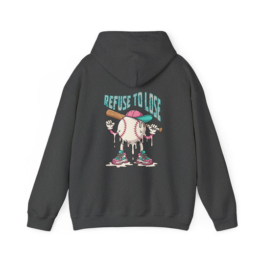Adult Hoodie — “Refuse to Lose” Melting Baseball Graphic Hoodie
