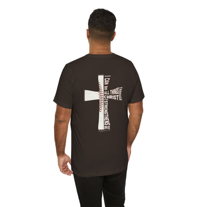 Philippians 4:13 Baseball Cross Unisex T-Shirt — "I Can Do All Things Through Christ"