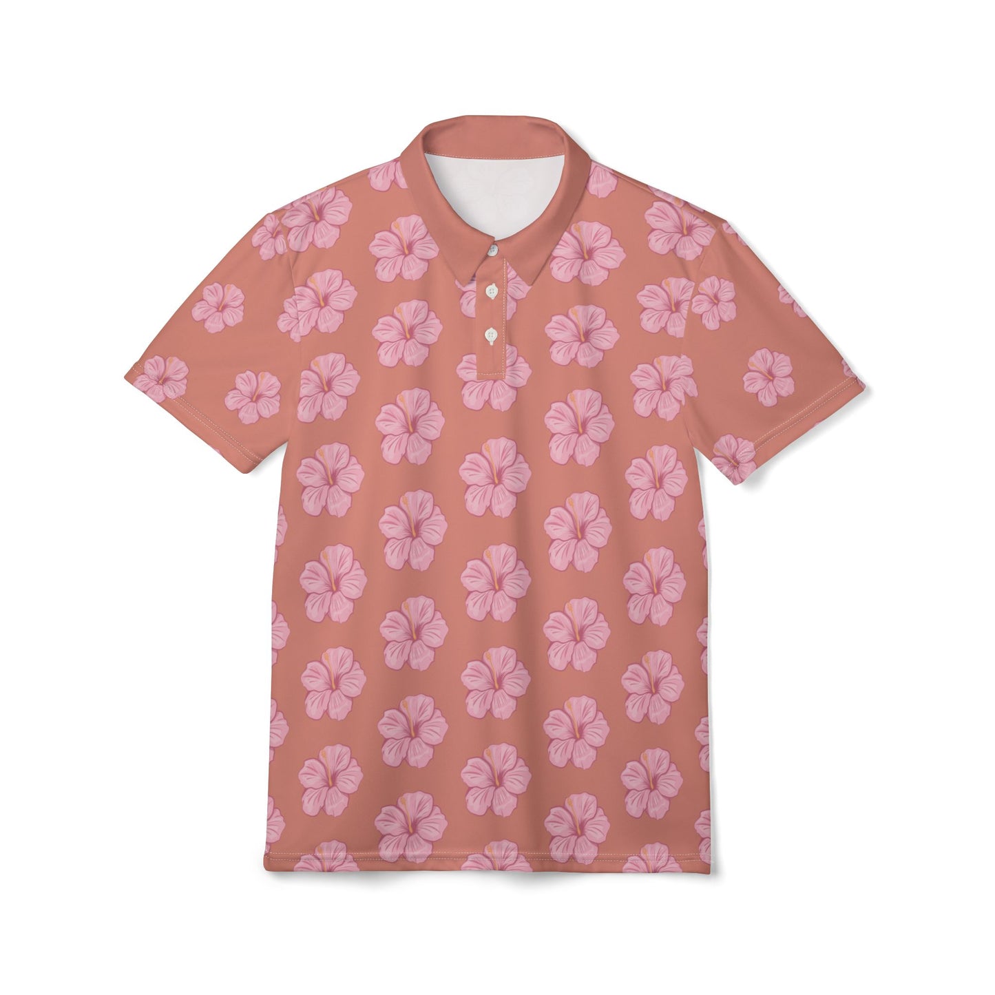 Pink Hawaiian Floral Golf Polo Shirt