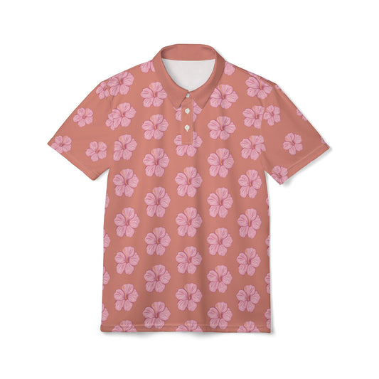 Pink Hawaiian Floral Golf Polo Shirt