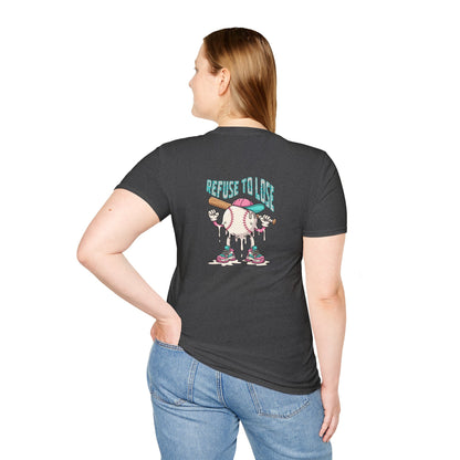 Refuse to Lose Baseball Graphic T-Shirt — Retro Melting Ball Design