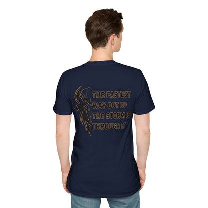 "The Fastest Way Out of the Storm Is Through It" - Men's Bison Inspirational Tee