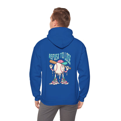 Adult Hoodie — “Refuse to Lose” Melting Baseball Graphic Hoodie