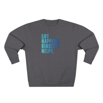 Life Happens. Ringette Helps. | Crewneck Ringette Sweatshirt