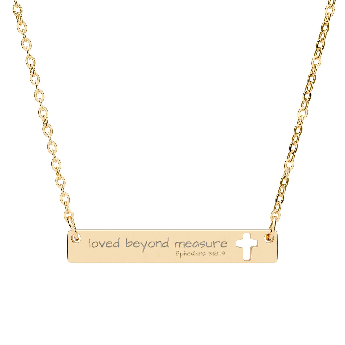 Loved Beyond Measure - Cutout Engraved Cross Bar Necklace