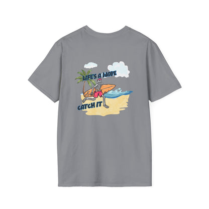 Skeleton Surfer, "Life's a Wave Catch It" Unisex T-Shirt