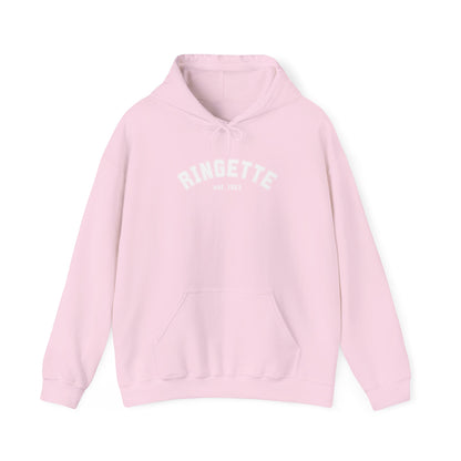 Ringette est 1963 - Varsity Arch Logo Adult Hoodie