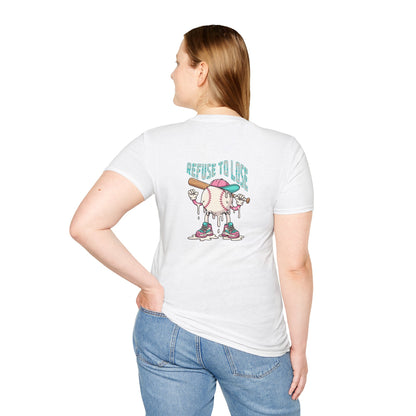 Refuse to Lose Baseball Graphic T-Shirt — Retro Melting Ball Design