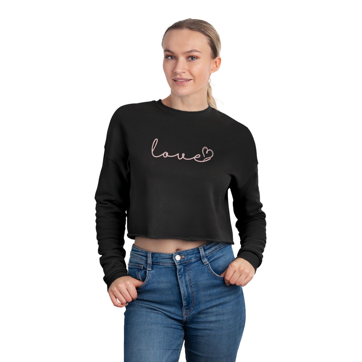 Love Script Cropped Women's Sweatshirt