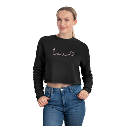 Love Script Cropped Women's Sweatshirt