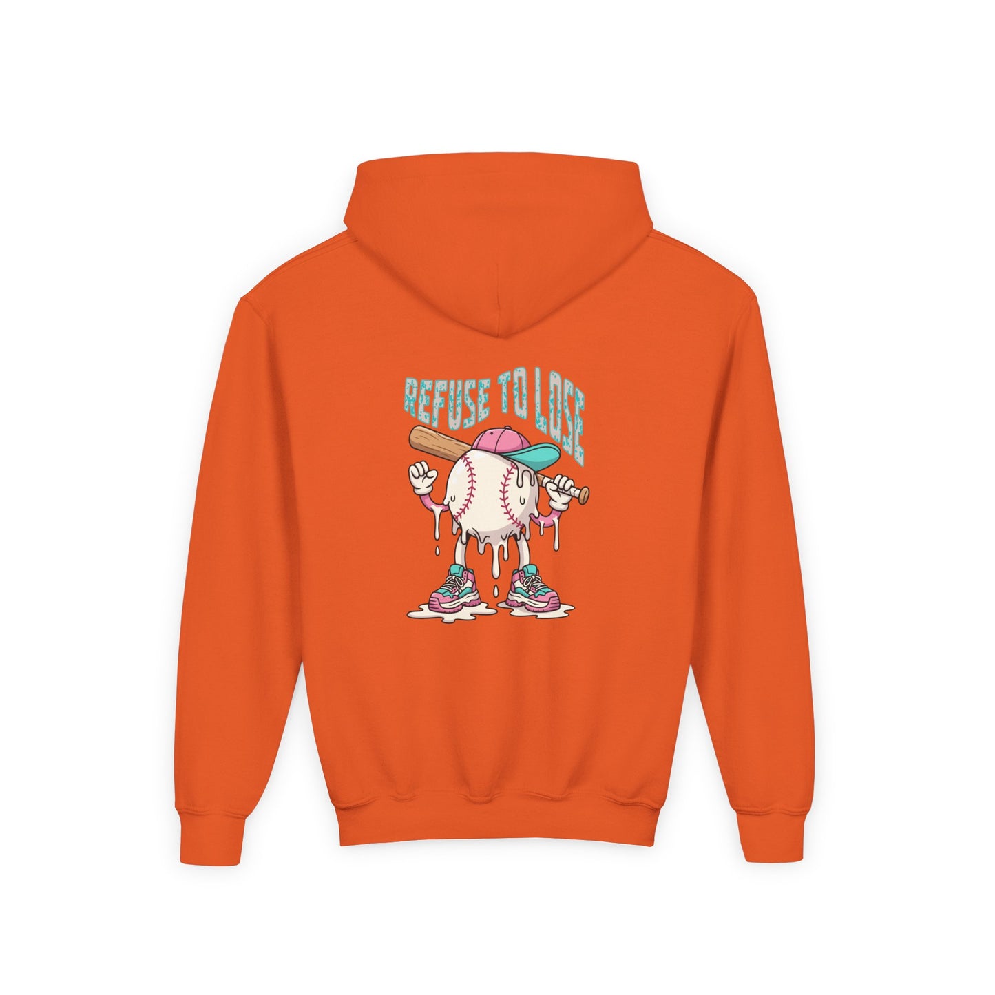 Youth Hoodie – “Refuse to Lose” Melting Baseball Graphic Hoodie