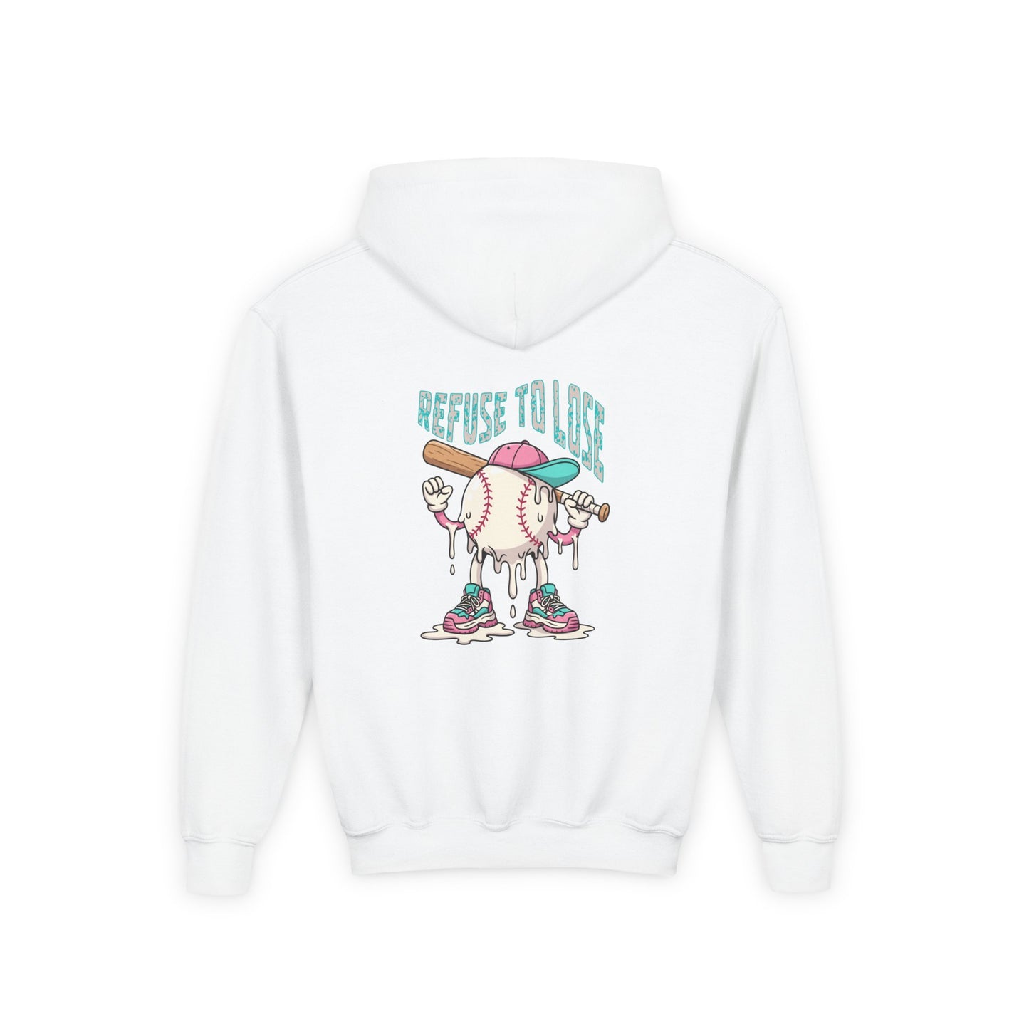 Youth Hoodie – “Refuse to Lose” Melting Baseball Graphic Hoodie