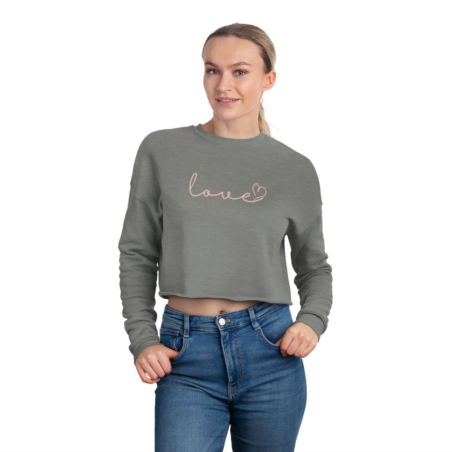 Love Script Cropped Women's Sweatshirt