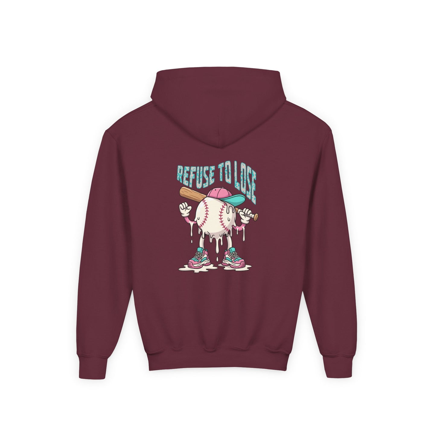 Youth Hoodie – “Refuse to Lose” Melting Baseball Graphic Hoodie