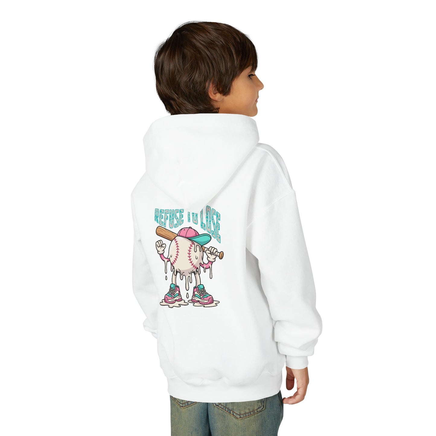 Youth Hoodie – “Refuse to Lose” Melting Baseball Graphic Hoodie